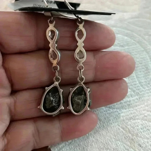Sterling silver 924 meteorite with quarts earrings - Picture 5 of 6